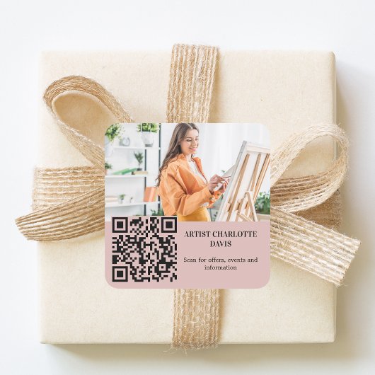 Photo artist designer dusty rose pink QR code Vierkante Sticker