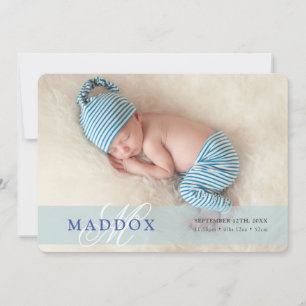 PHOTO BABY ANNOUNCTION initiaal overlay boy blue Aankondiging