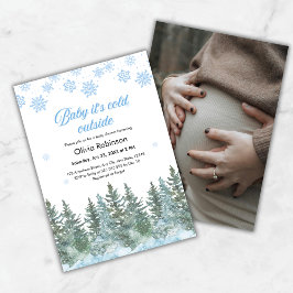 Photo Baby It's Cold Outside Winter Baby Shower Kaart