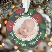 Photo Baby's First Christmas Floral Ornament
