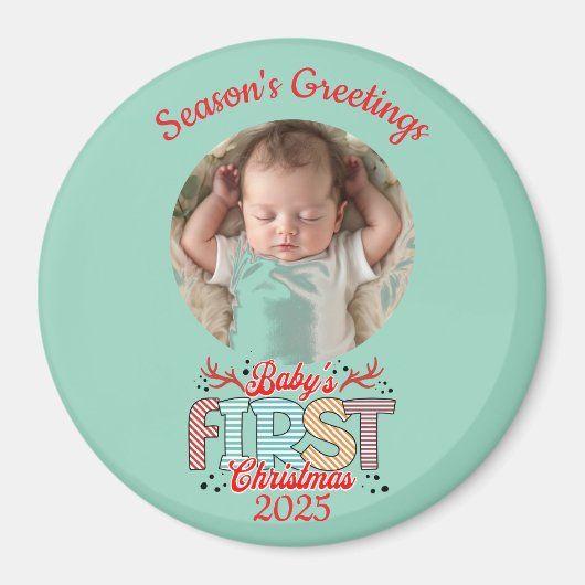 Photo BABY'S First Christmas Personalize Magneet (Voorkant)