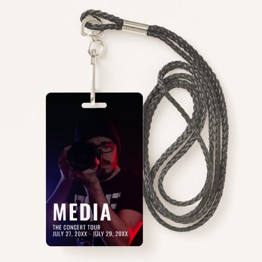 Photo Background Media Pass ID Badge (Voorkant met draagriem)