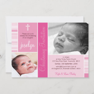 PHOTO BAPTISM  gestreepte essentie patroon roze Kaart