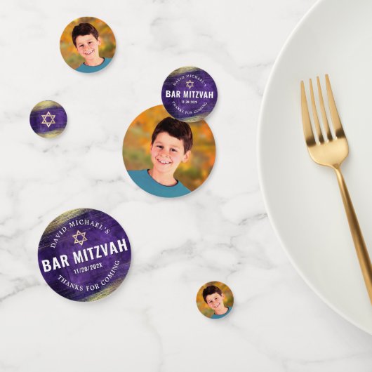 Photo Bar Mitzvah Paarse Waterverf Goudfolie Confetti (Groep)