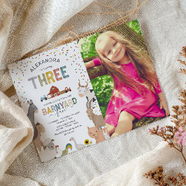 Photo Barnyard Boerderij 3rd Birthday Invitation Kaart