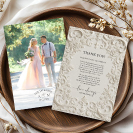 Photo Baroque Embossed Wedding Thank You Card Bedankkaart