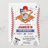 Photo Baseball Birthday Invitation Kaart (Voorkant / Achterkant)