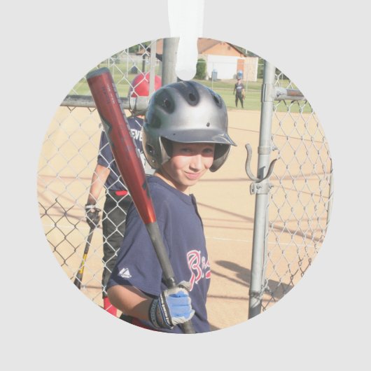 Photo Baseball Simple Typography  Ornament (achterkant)