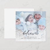 Photo Believe Script Naam Christmas Happy Holiday Notitiekaartje (Voorkant / Achterkant)