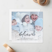 Photo Believe Script Naam Christmas Happy Holiday Notitiekaartje (Voorkant / Achterkant in situ)
