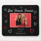 Photo Best Friends Forever Black and Red Hearts Muismat (Voorkant)