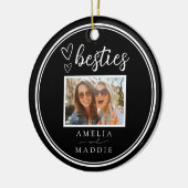 Photo Besties Modern Minimal Black and White  Keramisch Ornament (Links)