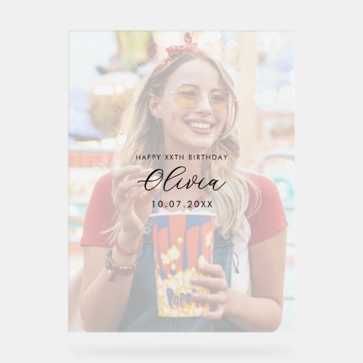 Photo Birthday Guest Signature Acryl Bord (Voorkant)