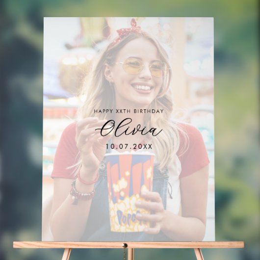 Photo Birthday Guest Signature Acryl Bord (Neutraal)