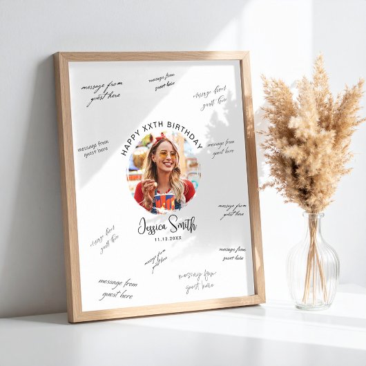 Photo Birthday Guest Signature Poster