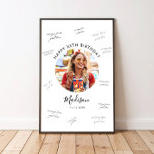 Photo Birthday Guest Signature Poster