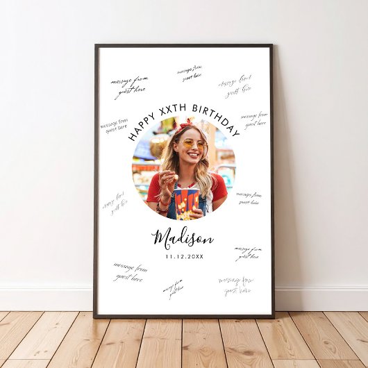 Photo Birthday Guest Signature Poster