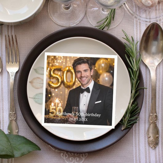 Photo birthday party luncheon servet