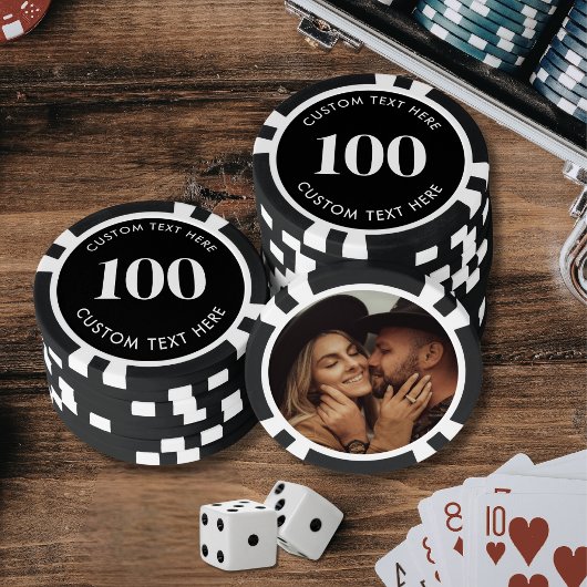 Photo Black 100 Numbered Poker Chips