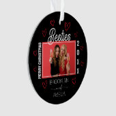  Photo Black and Red Hearts Besties Christmas Ornament (voorkant)