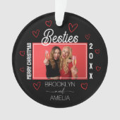  Photo Black and Red Hearts Besties Christmas Ornament (voorkant)