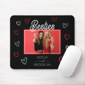 Photo Black and Red Hearts Besties Muismat (Met muis)