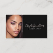 Photo Black Blush Pink Photo Script Makeup Artist Visitekaartje (Voorkant)