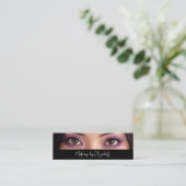 Photo Black Blush Pink Script Makeup Artist Modern Mini Visitekaartje (Staand voorkant)