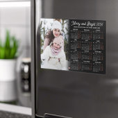 Photo Black Calendar 2026 Family Magnetic Card Magnetische Uitnodiging