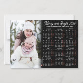 Photo Black Calendar 2026 Family Magnetic Card Magnetische Uitnodiging (Voorkant)