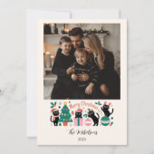 Photo Black Cat Christmas Feestdagenkaart (Voorkant)