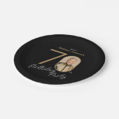 Photo Black Gold 70th Birthday Papieren Bordje (Gekanteld)