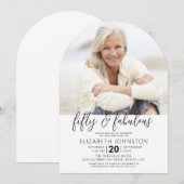 Photo Black White 50 Fabulous Birthday Arch Modern Kaart (Voorkant / Achterkant)