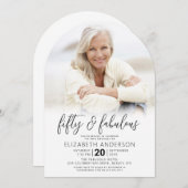 Photo Black White 50 Fabulous Birthday Arch Shape Kaart (Voorkant / Achterkant)