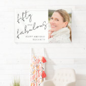 Photo Black White Script Fifty Fabulous Birthday Spandoek (Insitu)