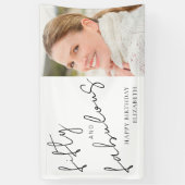 Photo Black White Script Fifty Fabulous Birthday Spandoek (Verticaal)