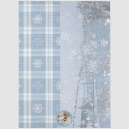 Photo Blue Cozy Plaid Winter Christmas Tissuepapier