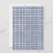 Photo Blue Gingham Ornament Family Christmas Feestdagenkaart (Achterkant)