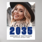 Photo Blue Graduation Party Sign Poster (Voorkant)