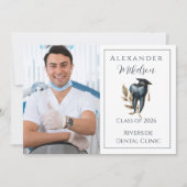 Photo Blue Laurel Tooth Graduation Party Aankondiging (Voorkant)