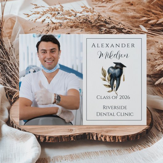 Photo Blue Laurel Tooth Graduation Party Aankondiging