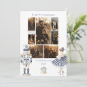 Photo Blue Nutcracker Christmas Feestdagenkaart (Staand voorkant)