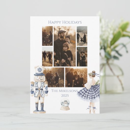 Photo Blue Nutcracker Christmas Feestdagenkaart (Staand voorkant)