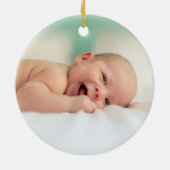 Photo Blue Snowflakes Bear Baby's 1st Christmas Keramisch Ornament (Achterkant)