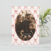 Photo Blush Bow Santa Christmas Feestdagenkaart (Staand voorkant)