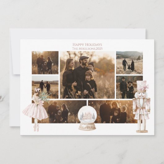 Photo Blush Nutcracker Christmas Feestdagenkaart (Voorkant)