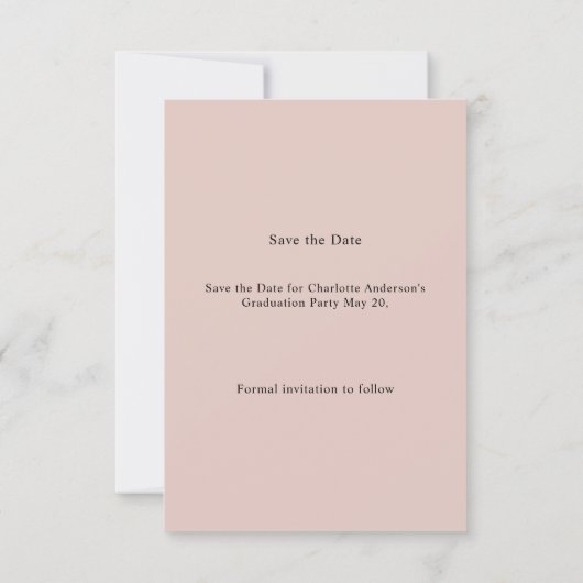 Photo blush pink Graduation party Save the Date (Achterkant)
