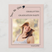 Photo Blush Pink Graduation Party Save the Date Flyer (Voorkant)