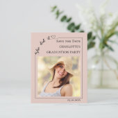 Photo Blush Pink Graduation Save the Date Card (Staand voorkant)