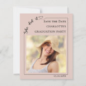 Photo Blush Pink Graduation Save the Date Card (Voorkant)